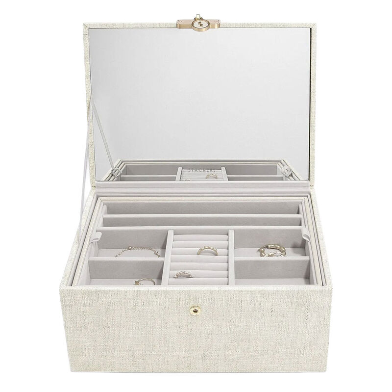 Stackers Luxury Classic Jewellery Box - Oatmeal & Linen image number 0